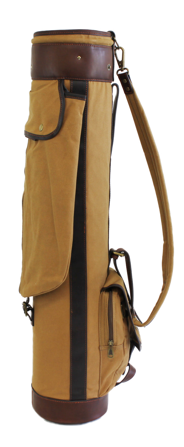 6.5&quot; Vintage Oiled Carmel Canvas Carry Golf Bag | Louisville Golf